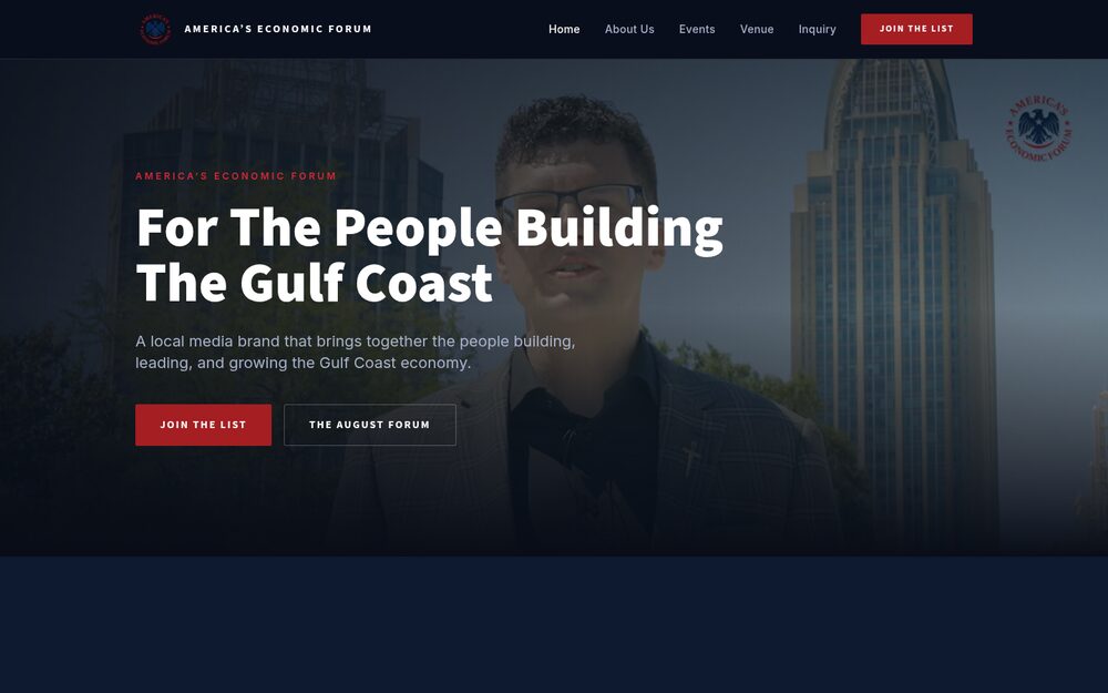 America's Economic Forum website homepage