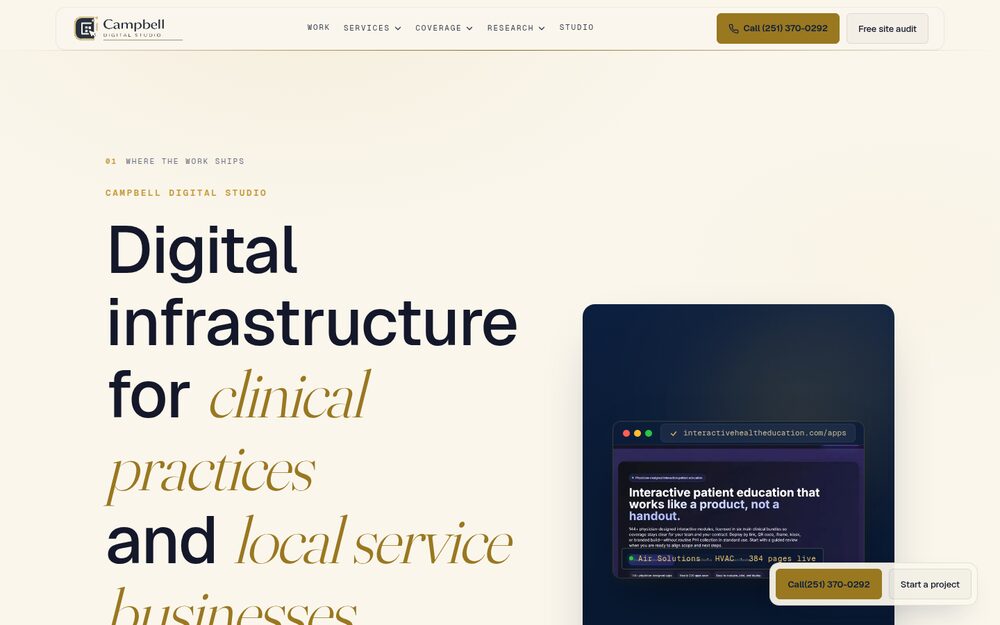 Campbell Digital Studio website homepage